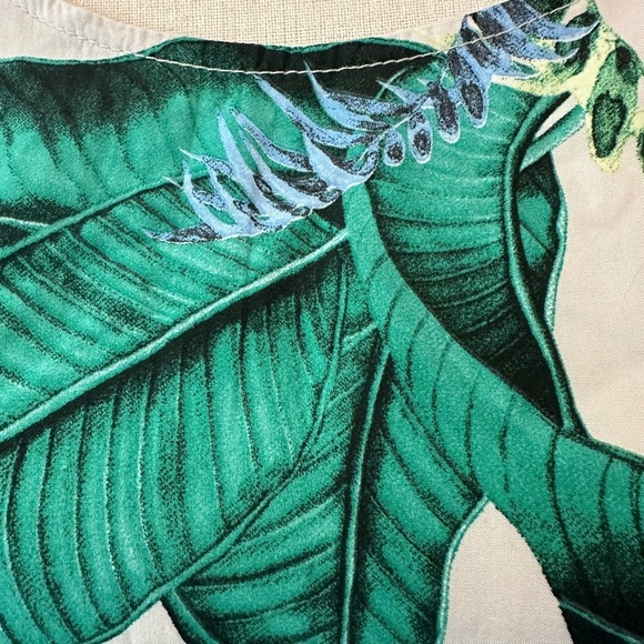 Beyond Capri Jungle Leaf Green and Cream Print Maxi Dress Linen Cotton Blend XXL - Picture 2 of 9